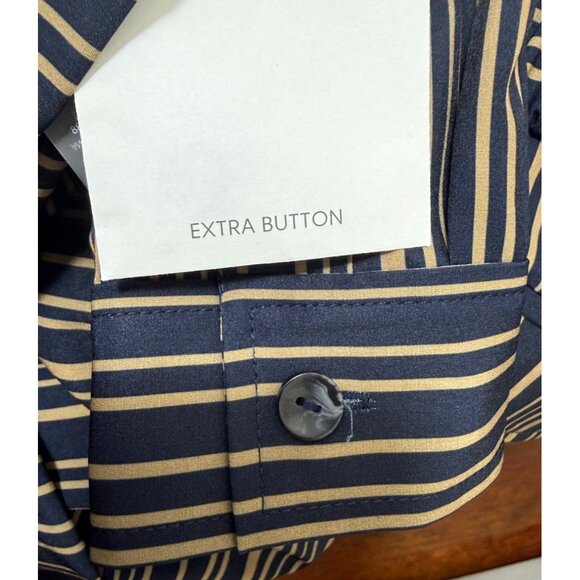 Calvin Klein Womens Black Tan Stripe Zip Up Collar Long Sleeve Sheath Dress Sz 4 - Picture 10 of 12